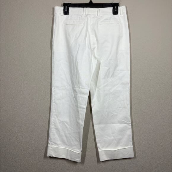 QL2 Quelledue Womens 42/6 US Maura Straight Cropped Cuffed Pants White Denim - Picture 2 of 9